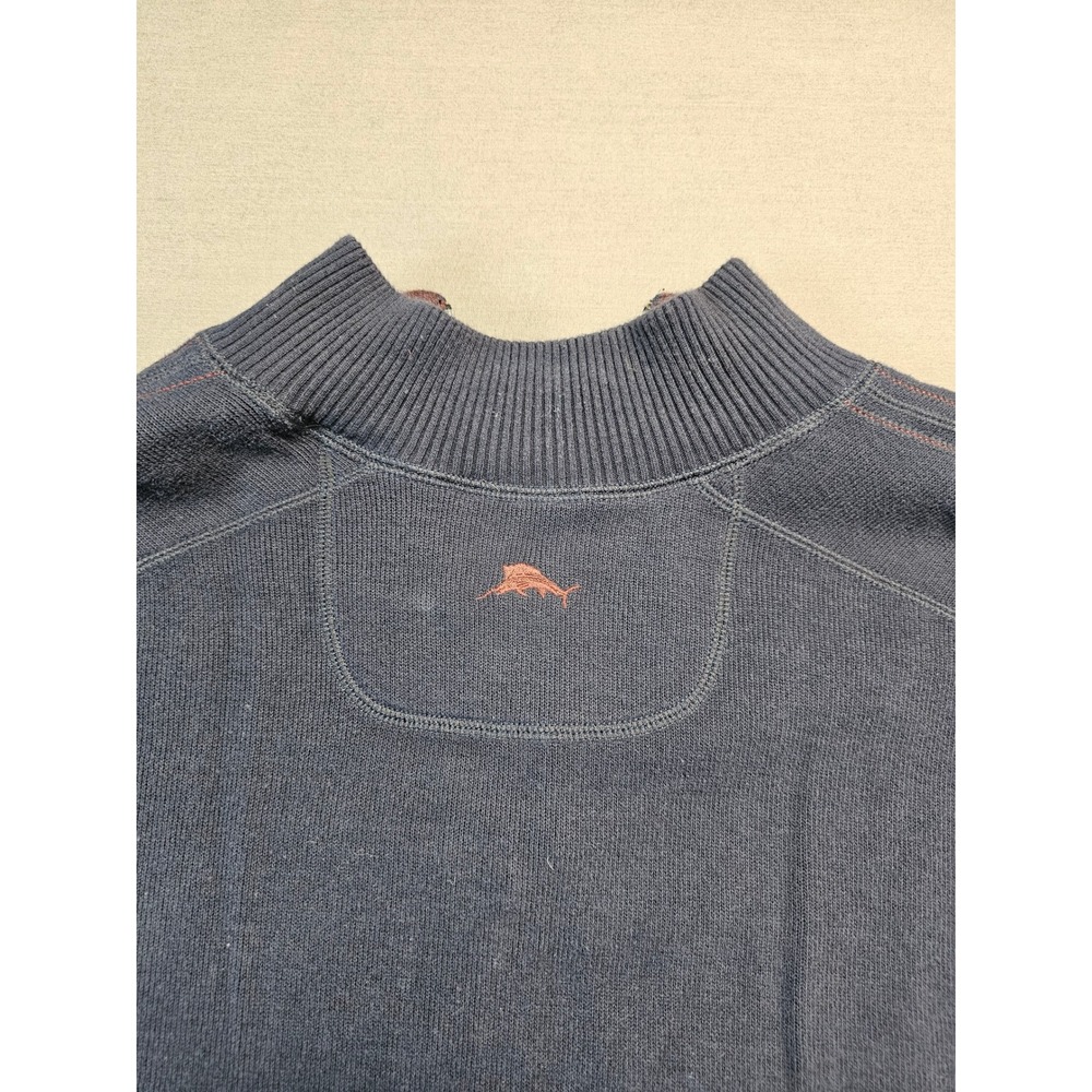 Tommy Bahama Mens Quarter Zip Pullover Navy Blue Contrast Stitch Mock Neck XL - Picture 6 of 6